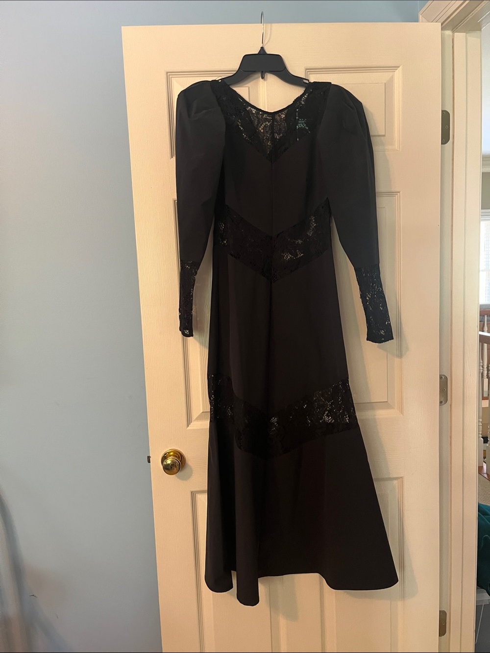 H&M Black Lace-Panel Long Sleeve Maxi Dress